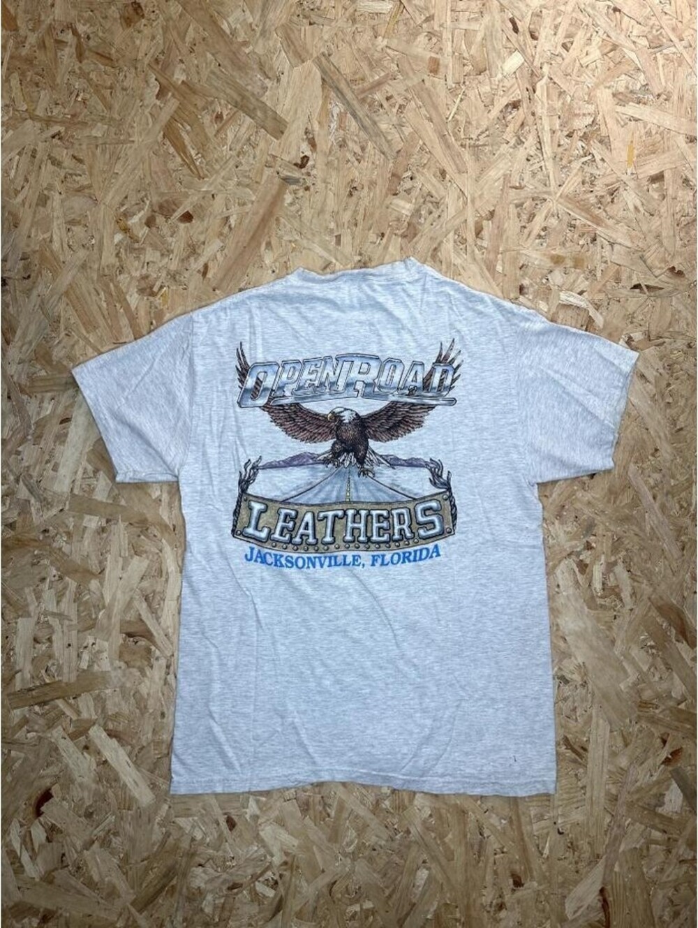 Vintage Open Road Leathers Jacksonville Florida Eagle T-Shirt Mens XL Gray